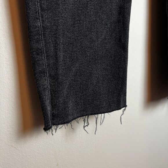 Re/Done 70s Stove Pipe High Rise Jeans Black Ankle Raw Hem NWT Sz 32 / 14 - Picture 3 of 16